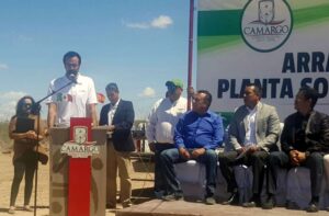 Iván Higueras during the presentation of the solar energy plant that Gransolar Group will develop in Camargo, Mexico